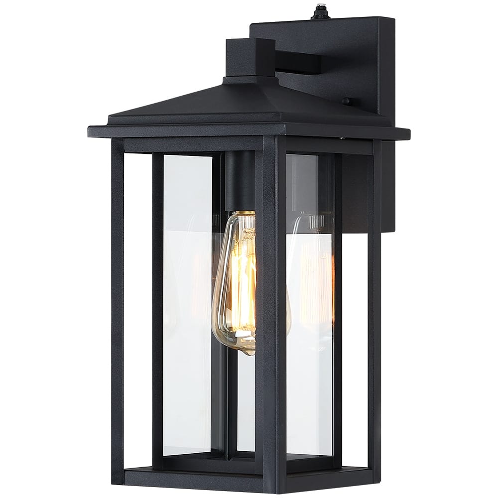 1-Light Black Dusk to Dawn Outdoor Wall Light - 15.6"H