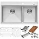 preview thumbnail 6 of 10, Ruvati 33 x 22 inch Workstation 60/40 Double Bowl Topmount 16 Gauge Stainless Steel Kitchen Sink - Silver - 33"x22"