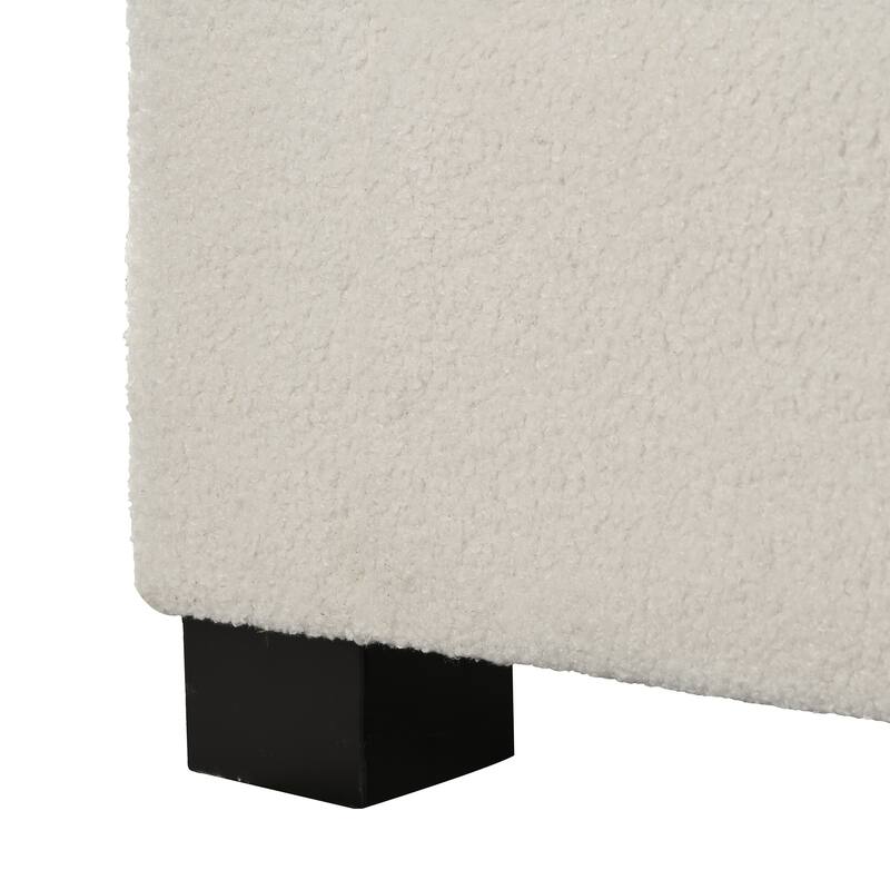 Roomfitters Upholstered Storage Ottoman Bench with Hinged Lid, Rectangular Accent Seat for Living Room, Bedroom