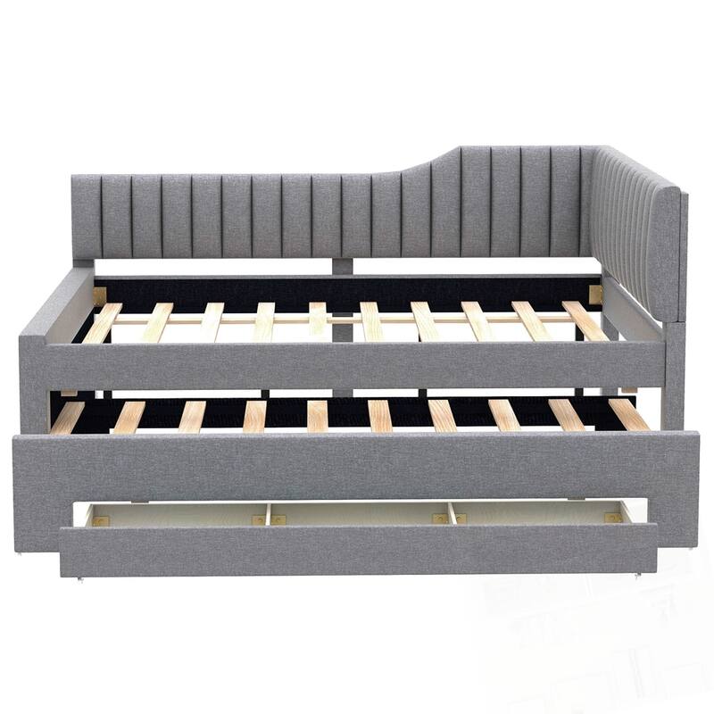 Upholstered Daybed with Trundle and Three Drawers