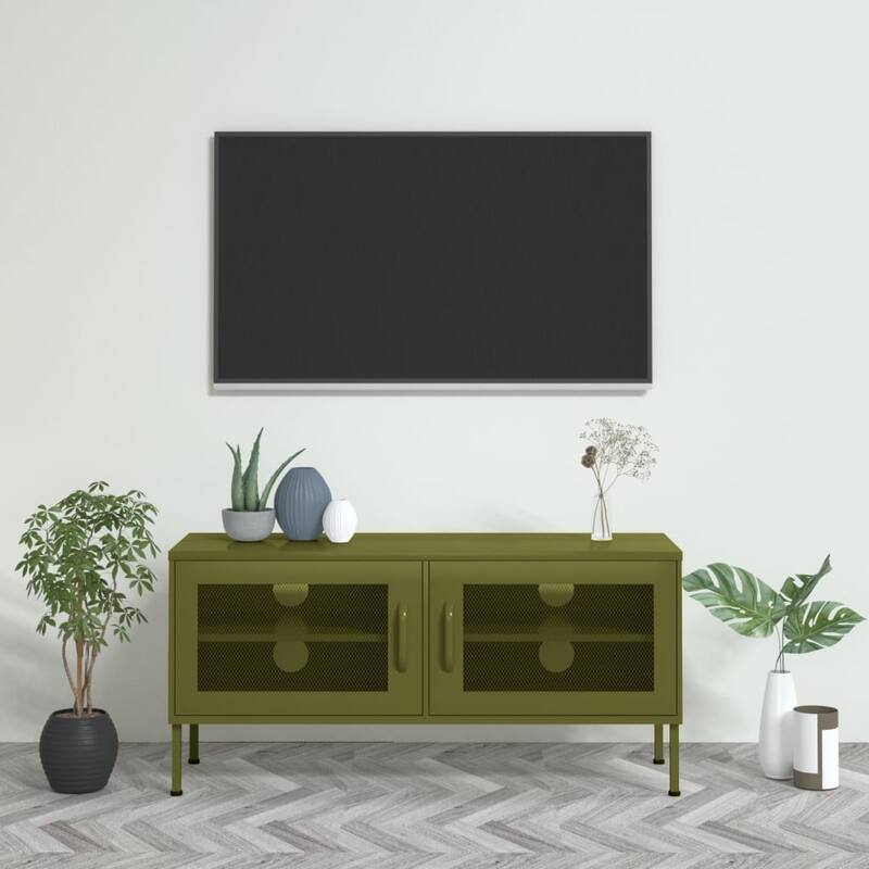vidaXL TV Stand TV Unit Sideboard Home TV Console Media Unit Cupboard Steel - 41.3" x 13.8" x 19.7"