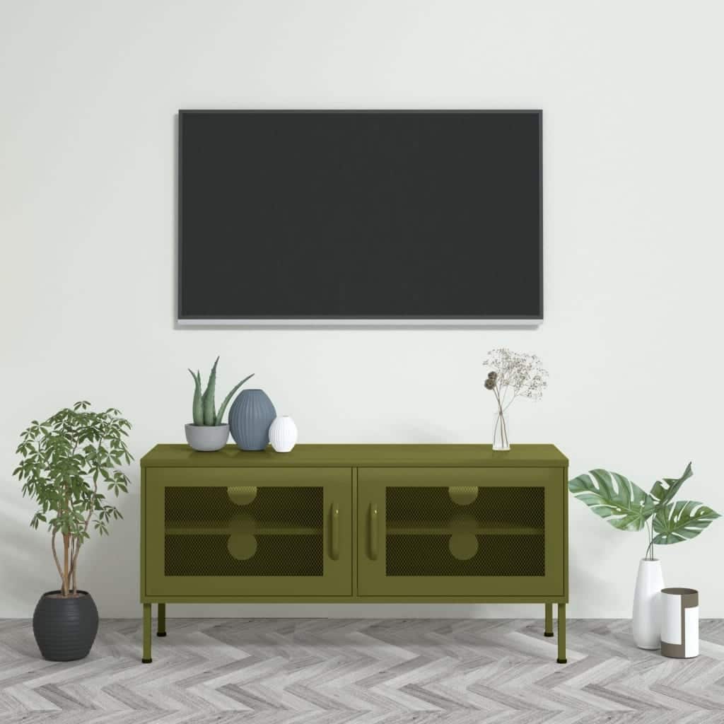 vidaXL TV Stand TV Unit Sideboard Home TV Console Media Unit Cupboard Steel - 41.3" x 13.8" x 19.7"