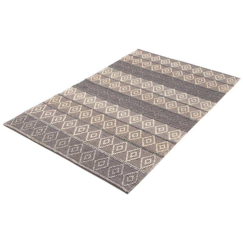 ECARPETGALLERY Braid weave Sienna Grey Wool Rug - 5'1 x 8'1