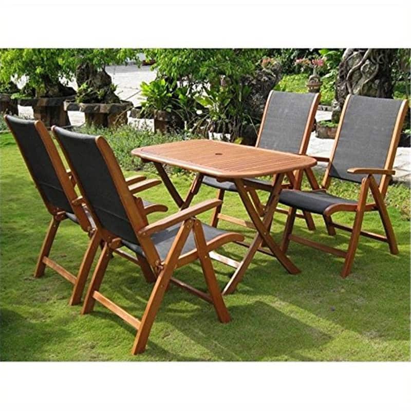 Outdoor Dining Set Balau Wood Patio Table Chairs Folding Furniture