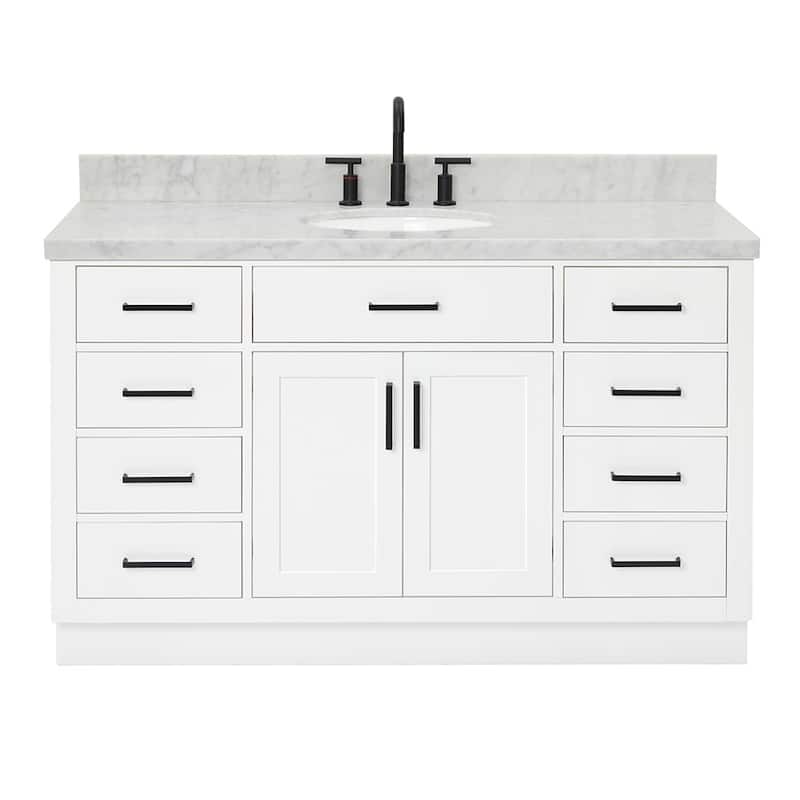 Ariel T055SCWOVO Hepburn 55" Free Standing Single Basin Vanity Set - White - Painted