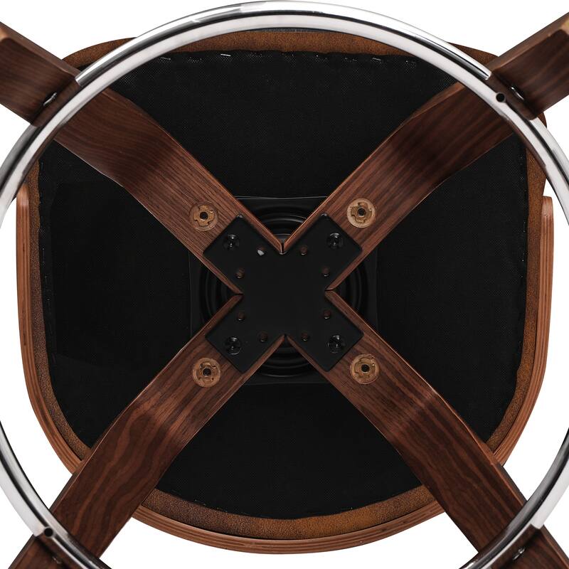 26 in. Counter Height Stool, Wooden Swivel Barstool PU Leather with Low Back