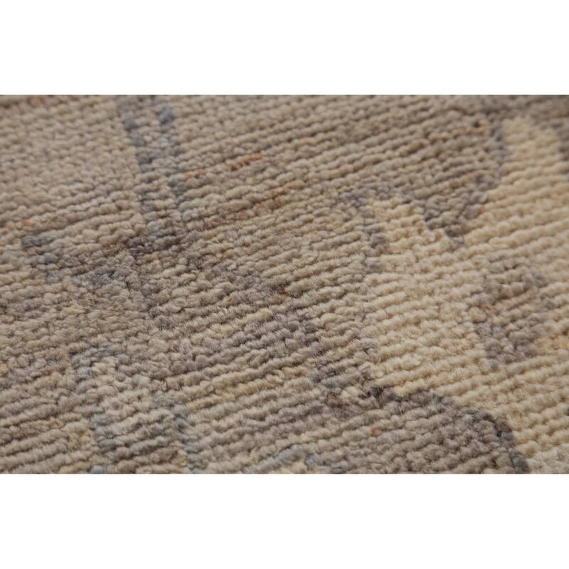 Hand Knotted Oriental 100% Wool Carpet Transitional All-Over Beige & Ivories Oushak Area Rug - 12' 1'' X 9' 1''