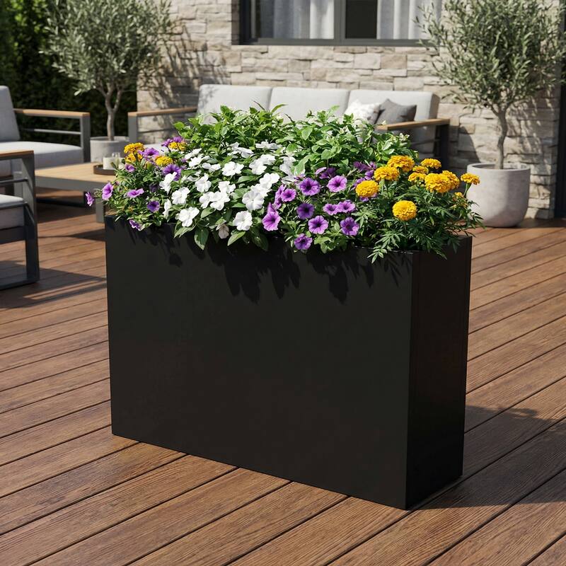 Metal Planters for Outdoor Plants Planter Box - Black-1PC - 36"x24"