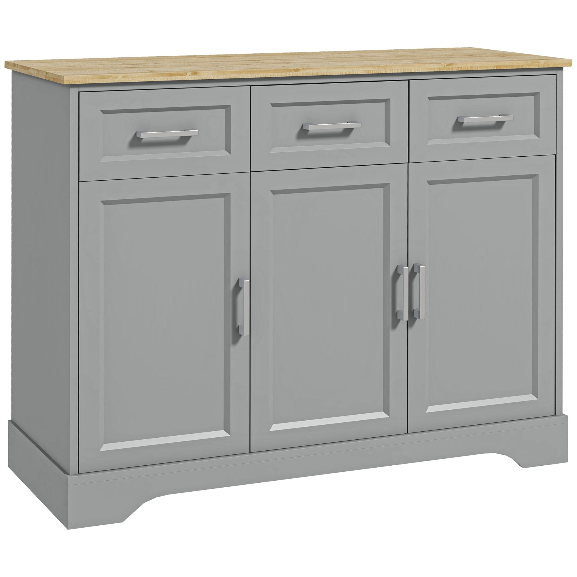 Green scenic Sideboard Buffet Cabinet with 3 Storage Drawers, Kitchen Cabinet Coffee Bar Cabinet with Adjustable Shelf for Living Room, Gray