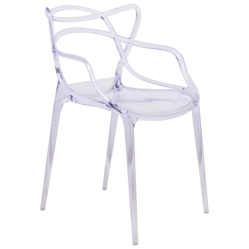 Milan Modern Intertwined Stackable Contemporary Accent Dining Chair for Dining Room Living Room and Outdoor - Clear