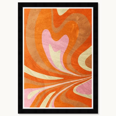 Wynwood Studio Warm Flow Framed Retro Colorful Abstract Prints