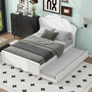 Wood Full Size Platform Bed with Twin Size Trundle