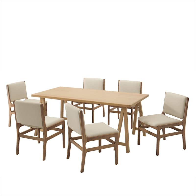Coston Upholstered Rubberwood 7 Piece Dining Set by Christopher Knight Home