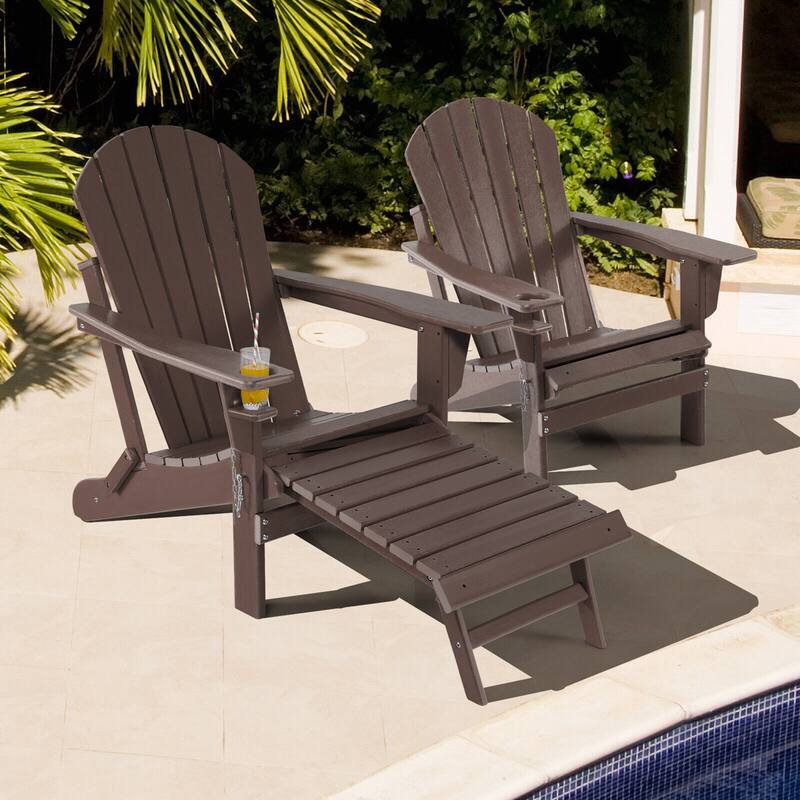 Gymax 2PCS Folding Adirondack Chair HDPE Patio Lounge Chair w/