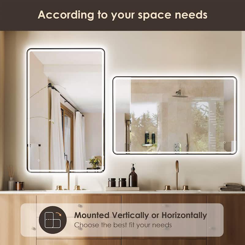 Altair Viaggi Rectangle Framed LED Lighted Wall Mirror