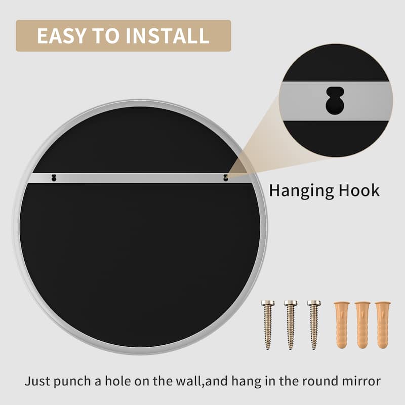 Modern Wall Mirrors, Round Mirror with Metal Framed, Bathroom Mirror with Round Corner Vanity Mirror Accent Mirror