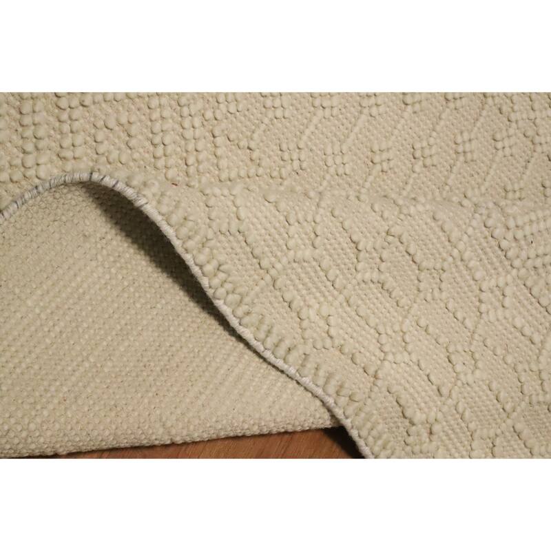 Hand Knotted Oriental 100% Wool Carpet Modern Geometric Beige & Ivories Modern Gotti Design Area Rug - 7' 6'' X 4' 11''