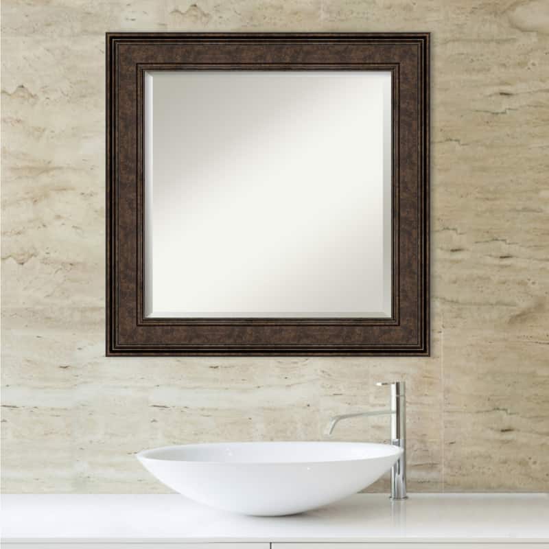 Beveled Bathroom Wall Mirror - Ridge Bronze Frame