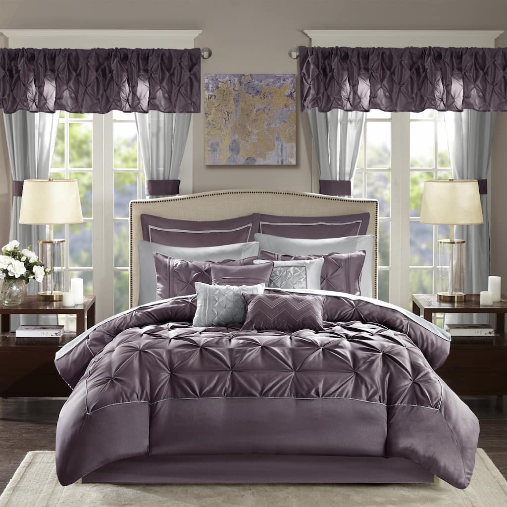 Madison Park Essentials Loretta Plum 24-piece Room in a Bag