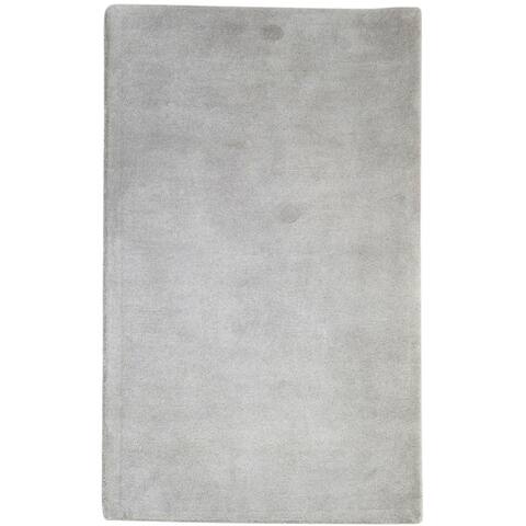 One of a Kind Hand-Tufted Modern 3' x 5' Solid Wool Grey Rug - 3' x 5'