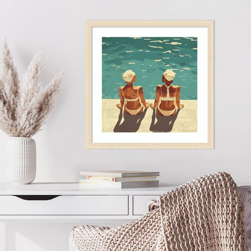 Peaceful and Poolside by Layla Oz Wood Framed Wall Art Print