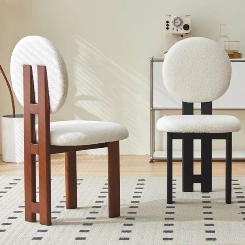 Set of 2 Sherpa Upholstered Dining Chairs & Vanity Chair