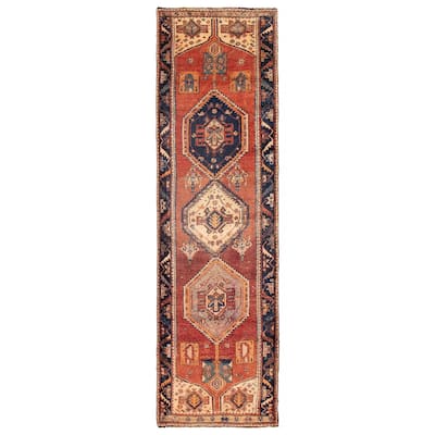 ECARPETGALLERY Hand-knotted Melis Vintage Dark Copper Wool Rug - 3'11 x 13'3