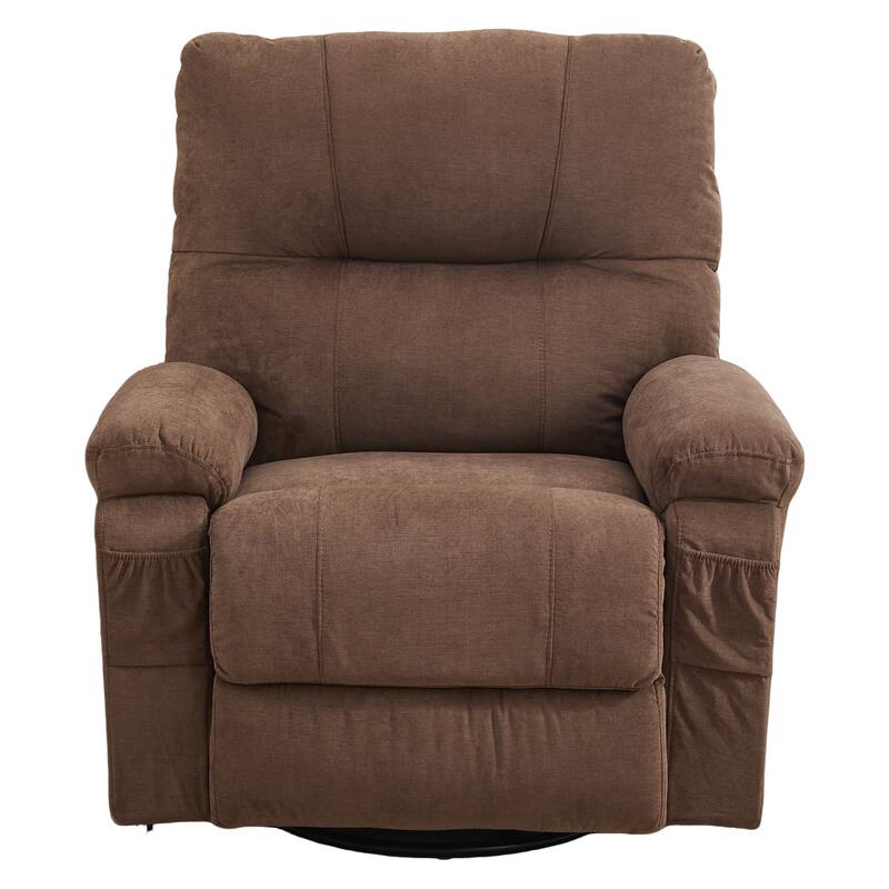 360° Linen Swivel Rocker Recliner with Side Pockets