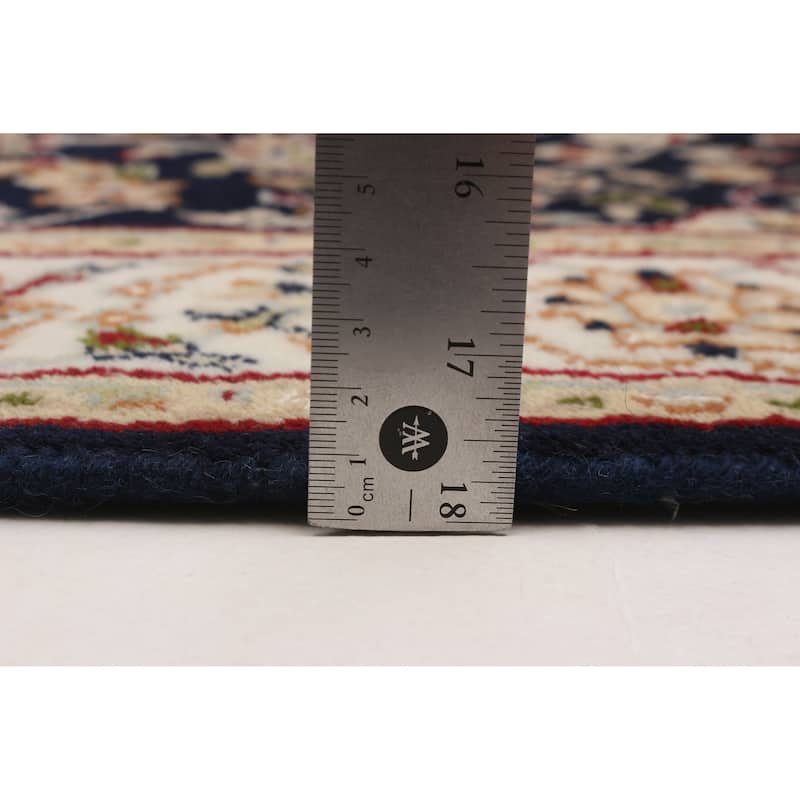 ECARPETGALLERY Hand-knotted Nain Dark Navy Silk, Wool Rug - 2'8 x 16'2