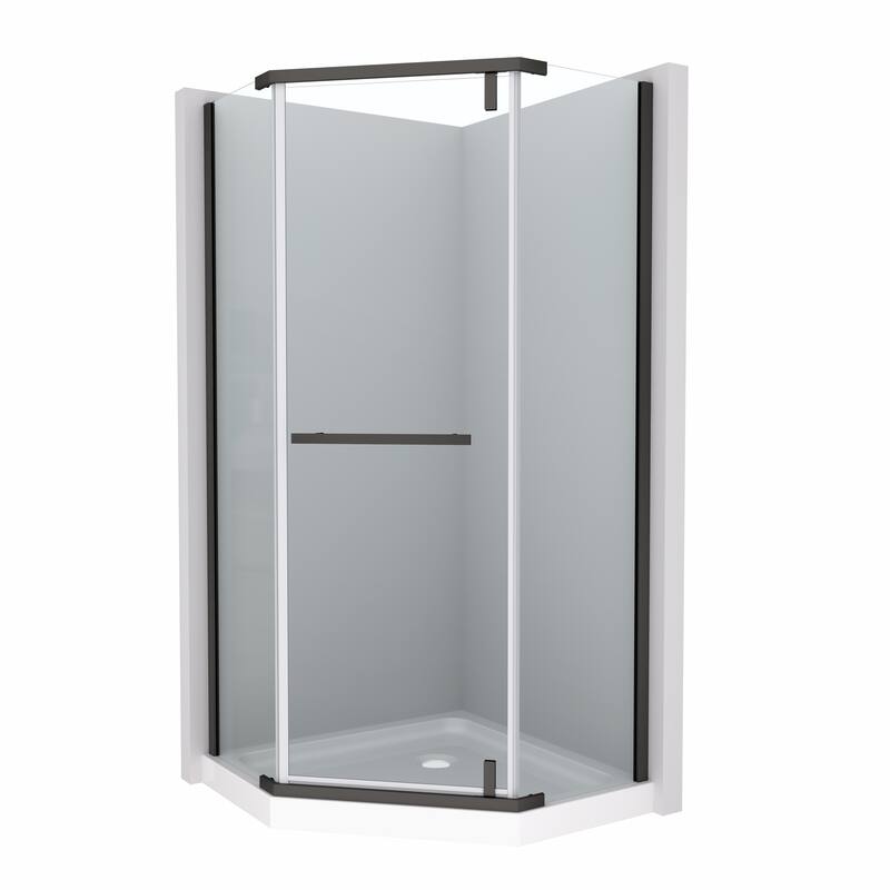 34.75'' W x 72'' H Semi-Frameless Neo-Angle Pivot Shower Door - 34.75" X 34.75" X 72"