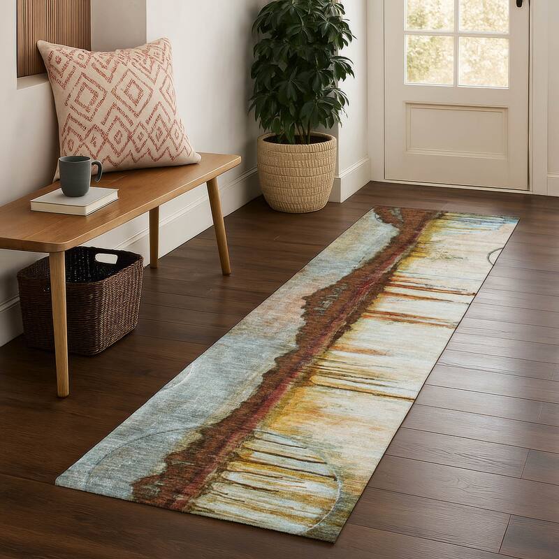 Premium Washable Super Soft Contemporary Melt Mayfield Rug - Rust - 2'3" x 7'6"