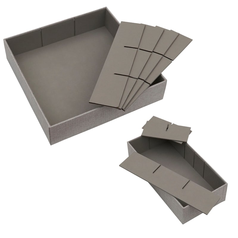 Household Essentials 3-Piece Drawer Organizers Starter Set, Silver