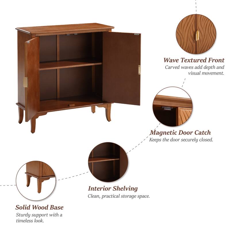 COZAYH Farmhouse Dresser, Accent Wooden Storage Cabinet with Sculpted Wave Drawer Fronts