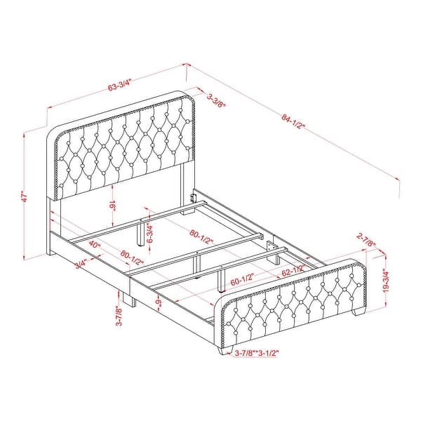 dimension image slide 0 of 3, Furniture of America Tilly Button Tufted Fabric Upholstered Bed