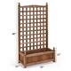 Patio Wooden Plant Box Flower Plant Growing Box Holder with Trellis - Dark Brown - Classic - No - Rectangular - Planters - Wood - Assembly Required