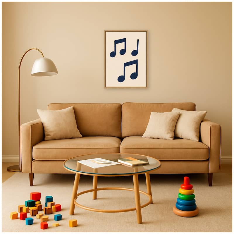 Kate and Laurel Music Notes by Laura Moss Framed Canvas Wall Art Print