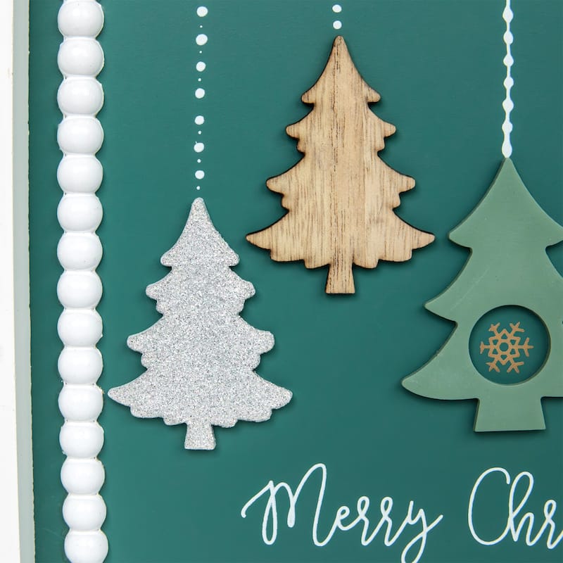 Merry Christmas Trees Framed Wall Art - 9.5" x 9.5"