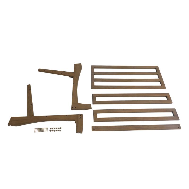 Teak Outdoor Armless Lounge Chair Set Loveseat with Cushions
