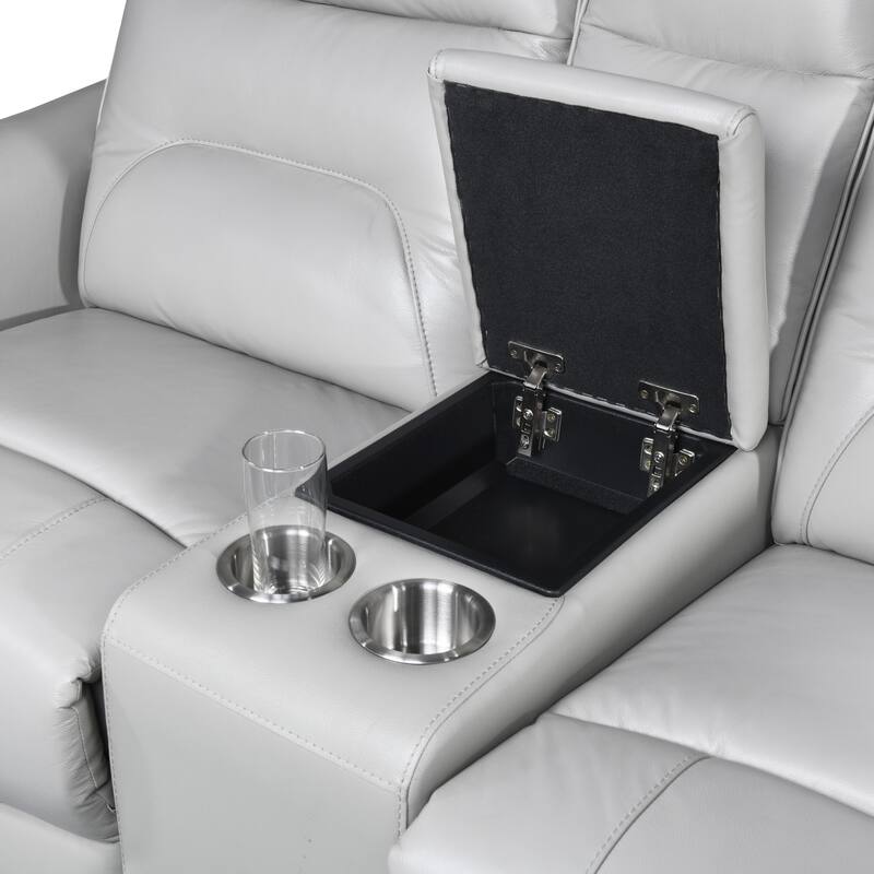 Furniture of America Gemono Modern 3-Piece Power Recline Leather Match Sofa Set