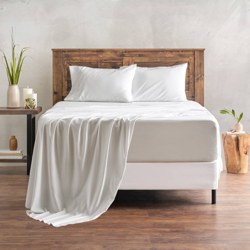 Chanasya Solid Color Embroidered Ultra Soft Luxury Microfiber Sheet Set