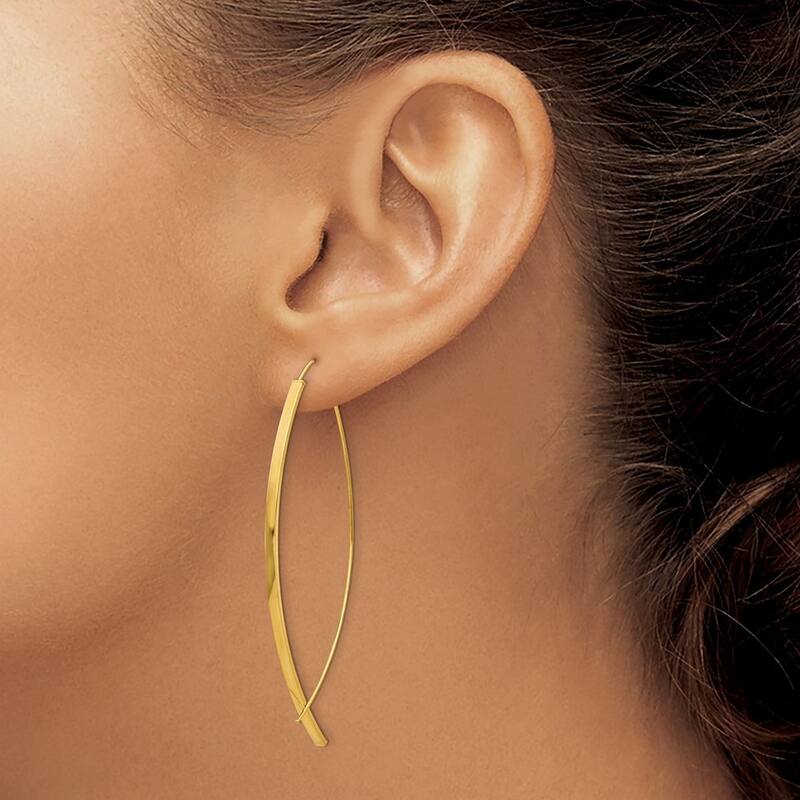 Curata 10k Yellow Gold Square Tube Wire Threader Earrings - 57.9x22.6mm