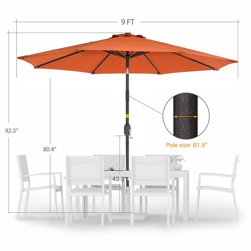 LIVOOSUN 9ft Patio Umbrella Outdoor Table Umbrella with Tilt and Crank