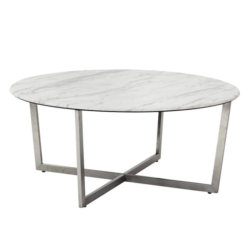 White on Stainless Faux Marble Round Coffee Table Bed Bath & Beyond