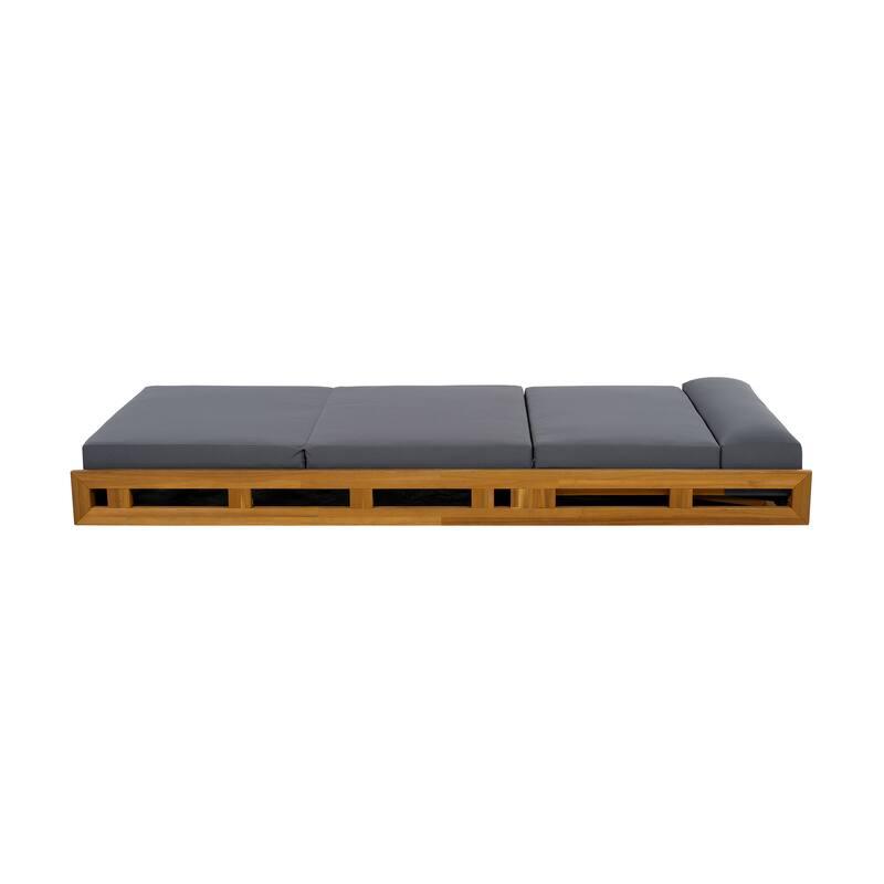Christopher Knight Home- Theodoric Patio Acacia Wood Chaise Lounge Set