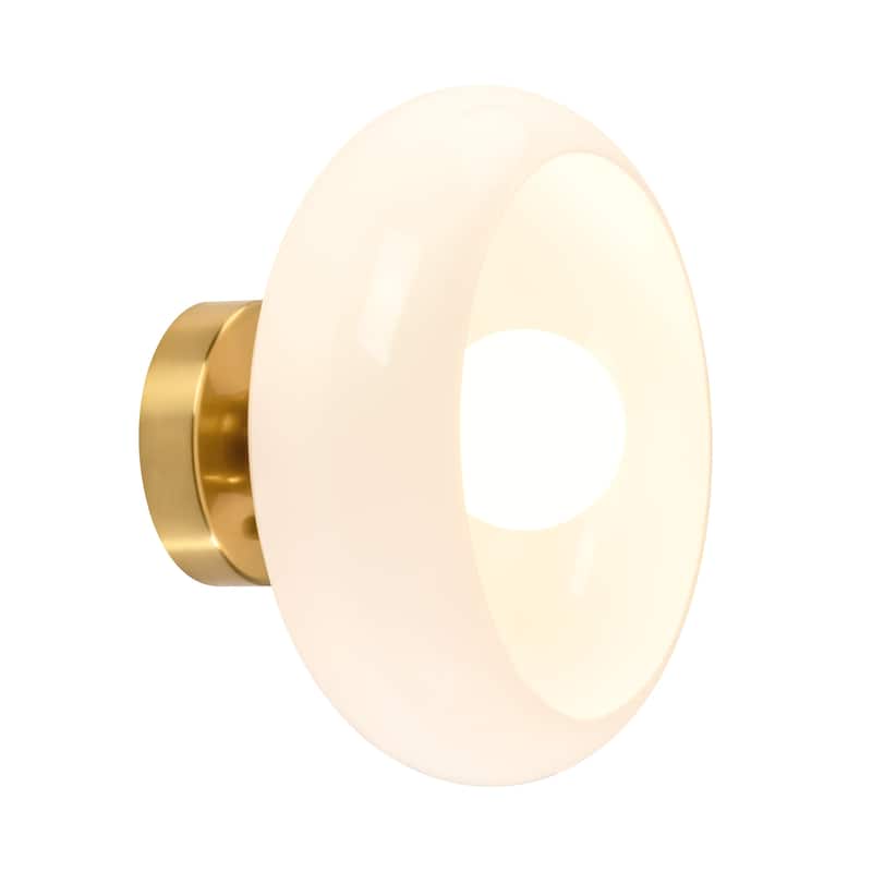 10.4" Modern Bowl-Shaped with Brown/Milk White Glass Shade Wall Sconce/Semi-Flush Ceiling Light for Hallways, Bedroom