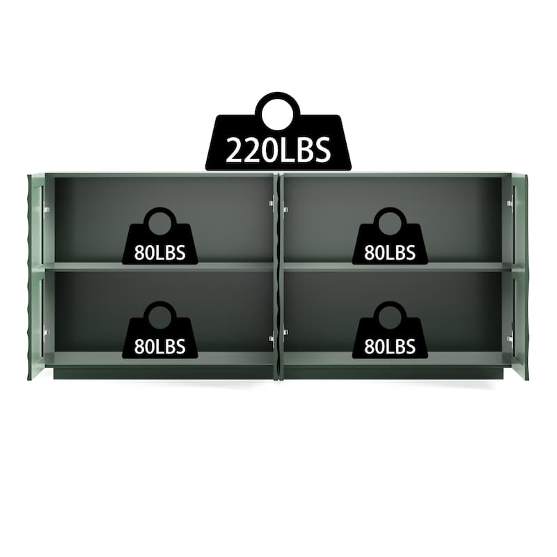 59-Inch Buffet Cabinet with 4 Doors, Modern Accent Storage Sideboard with Anti-Tip Design