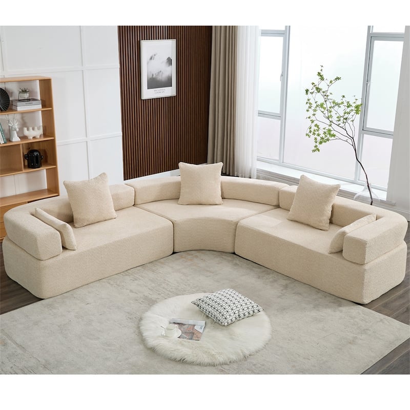 4-Seat Living Room Oversized Upholstered Curved Modular Combination Sofa