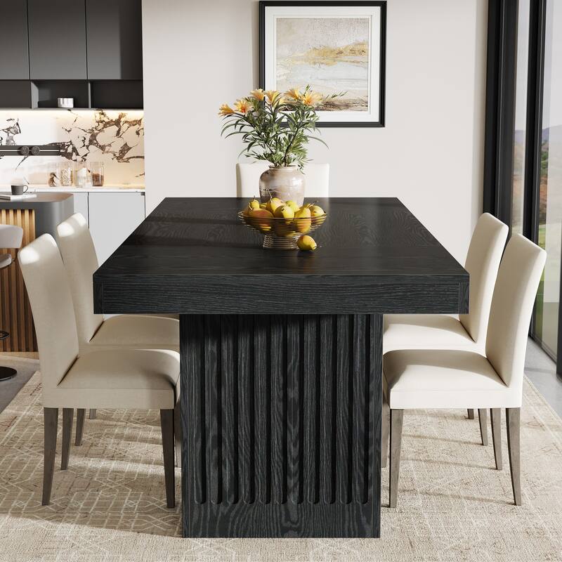 63 Inch Modern Black Dining Table for Kitchen, Dining Room - 62.99" L x 31.5" W x 30.71" H