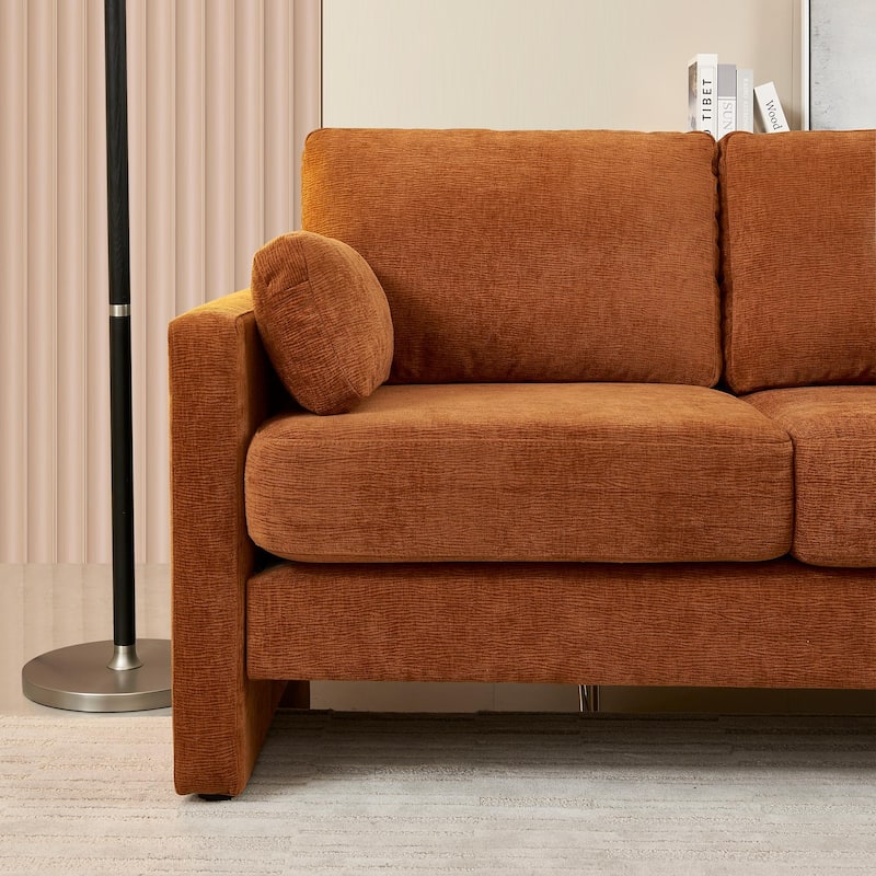 58.66"Small Modern Loveseat Sofa,Mid Century Chenille Fabric 2-Seat Couch Love Seat with Back Cushions