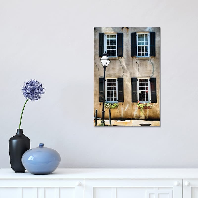 iCanvas "Frontal View of a Historic Home with Windows, Charleston, South Carolina" by George Oze Canvas Print - 18x12x1.5